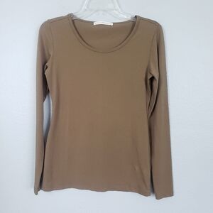 PERUVIAM CONNECTION Women's Long Sleeve Top Soft Stretchy Olive Green Sz S